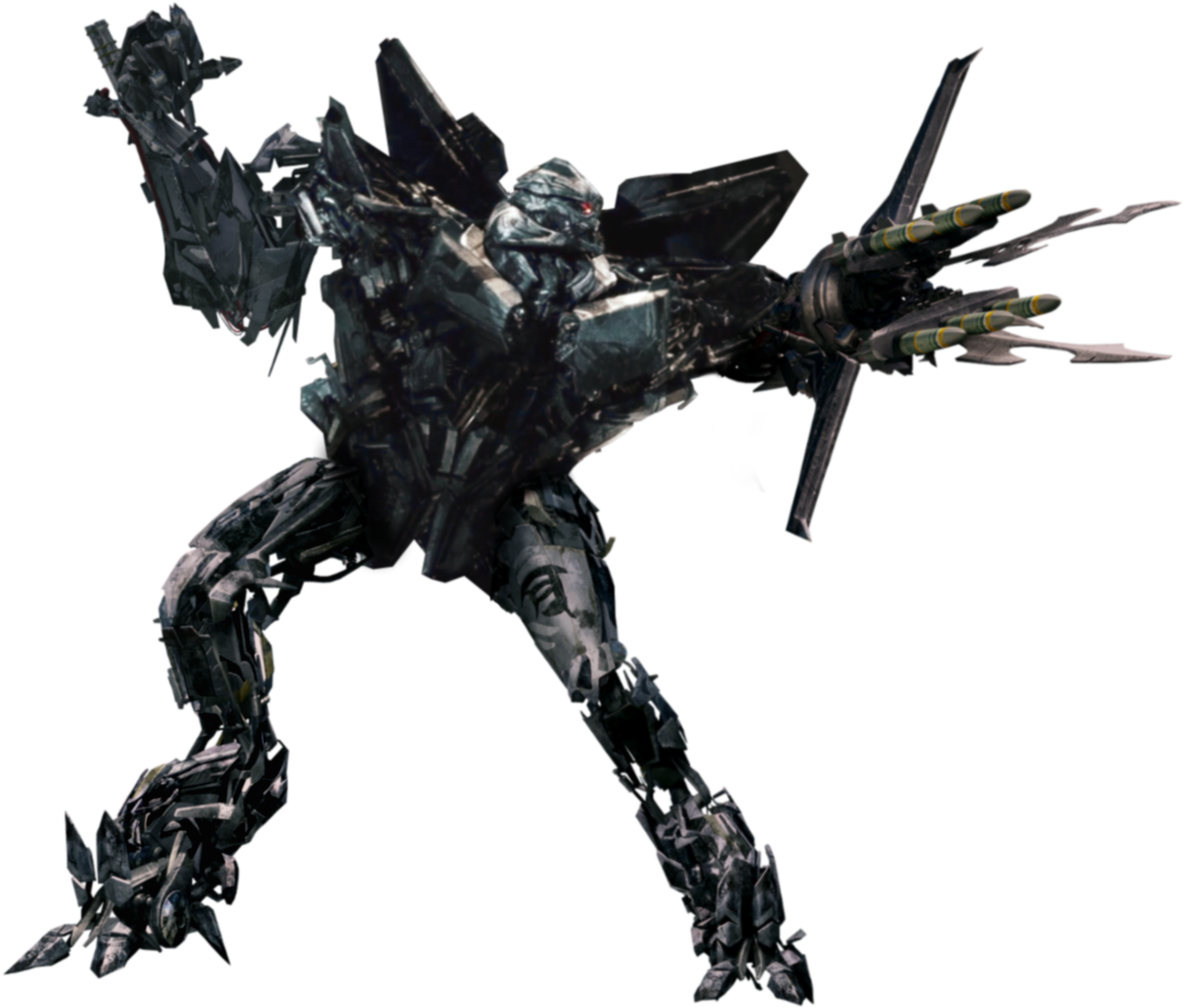 Jet Black Transformer Action Pose PNG Image