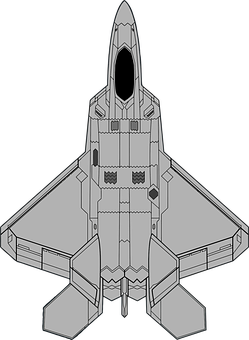 Jet Fighter Top View Vector PNG Image