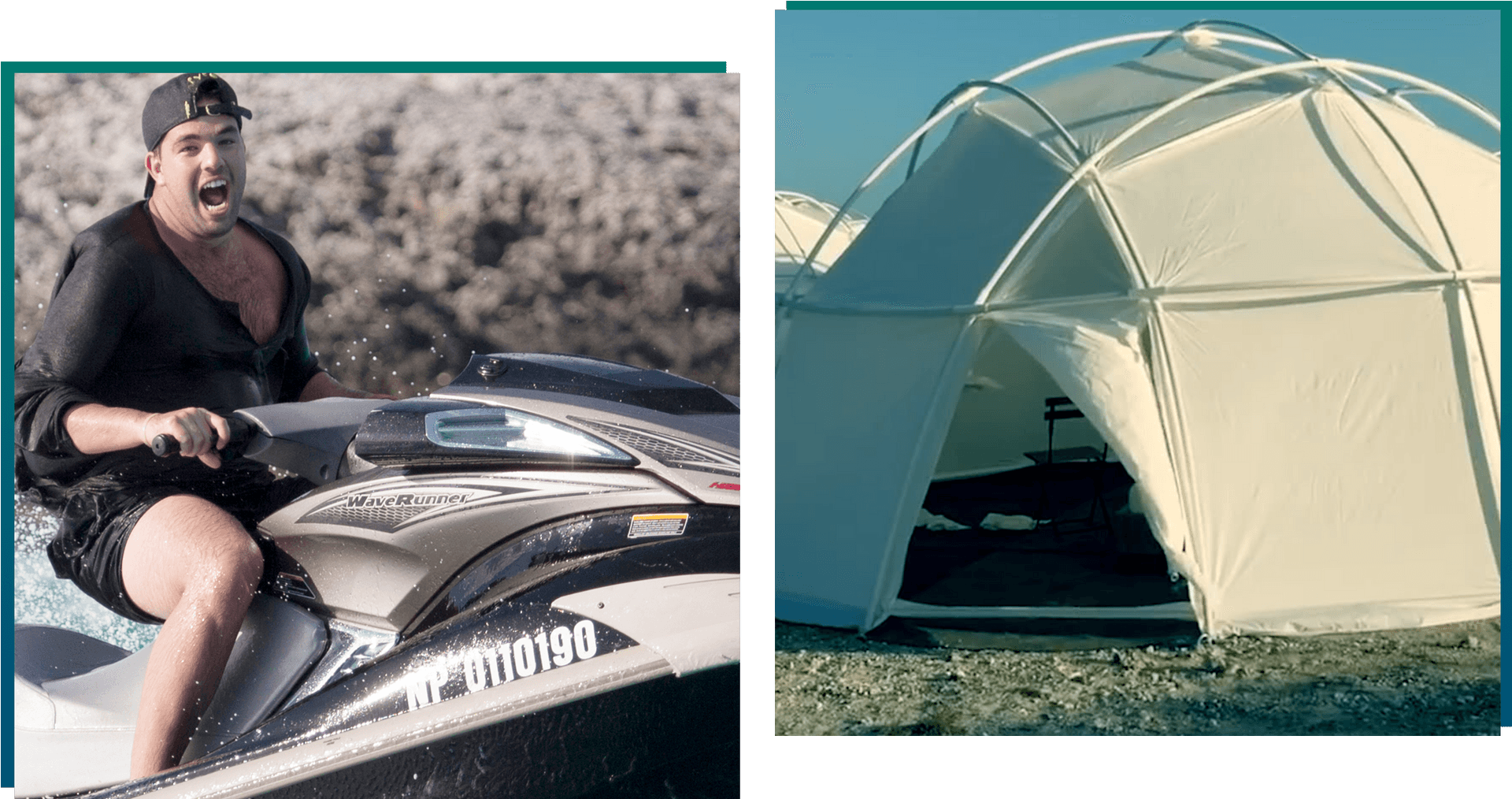 Jet Ski Excitementand Geodesic Dome Tent PNG Image