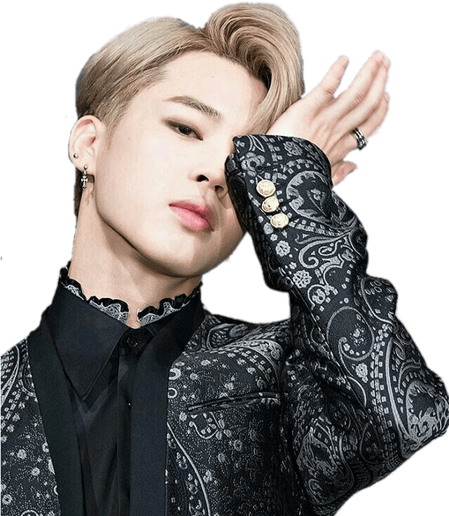 Jimin Posingin Paisley Black Outfit PNG Image