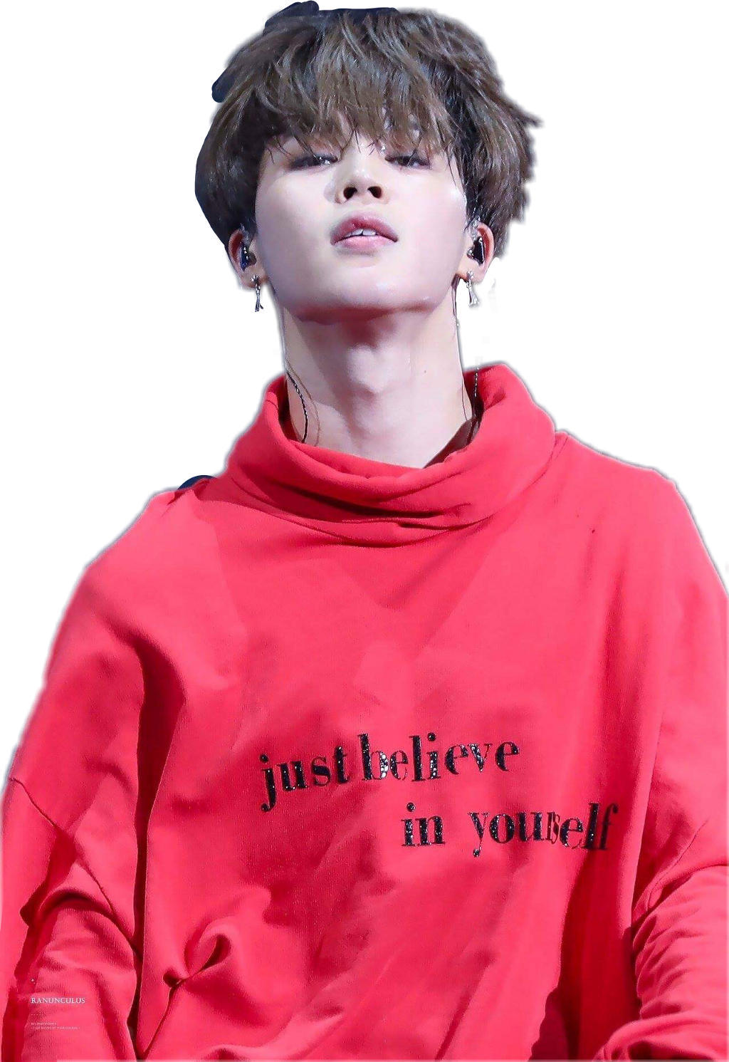 Jimin Red Sweatshirt Inspiration PNG Image