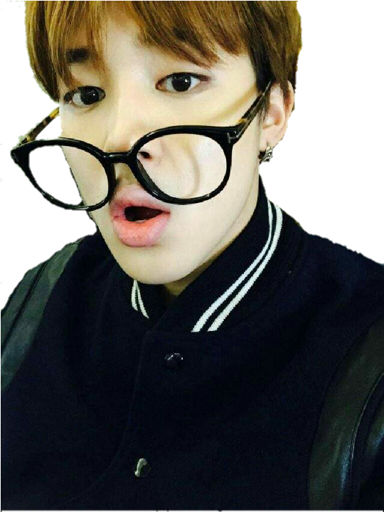 Jimin Surprised Look With Glasses PNG Image