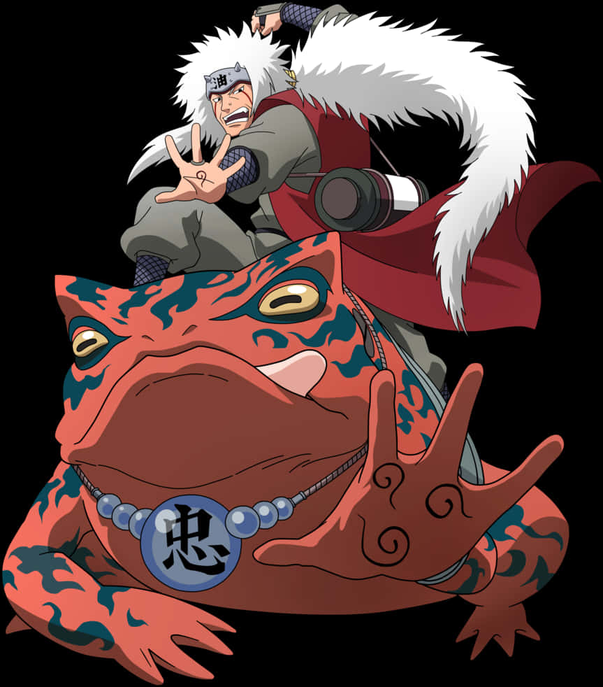 Jiraiyaand Toad Summoning Naruto Anime PNG Image