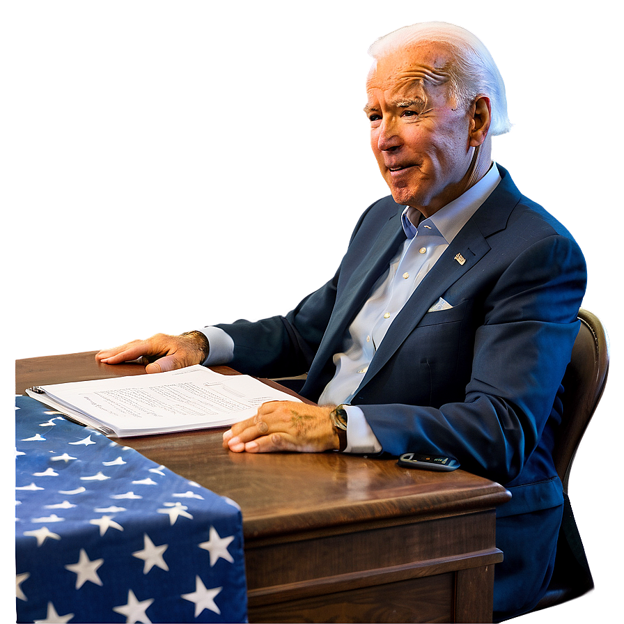 Joe Biden At Desk Png Biy3 PNG Image