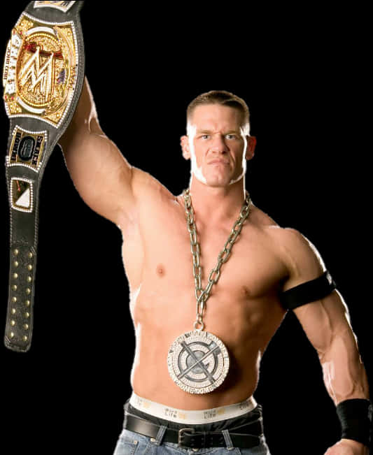 John Cena Champion Belt Pose PNG Image