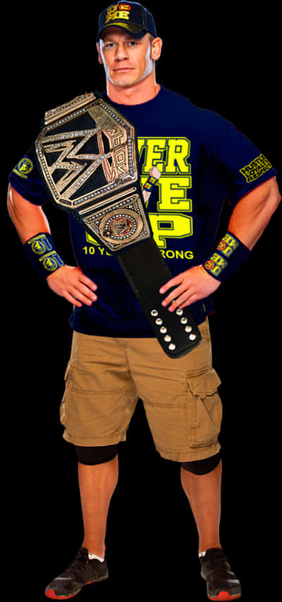 John Cenawith Championship Belt PNG Image