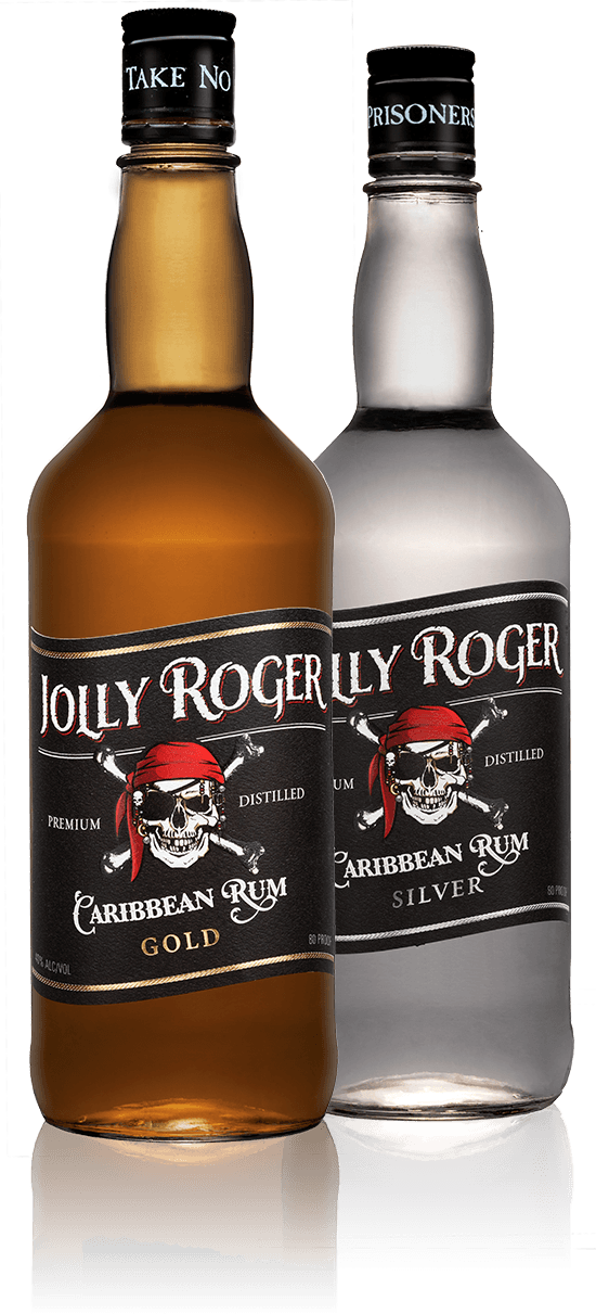 Jolly Roger Caribbean Rum Bottles PNG Image