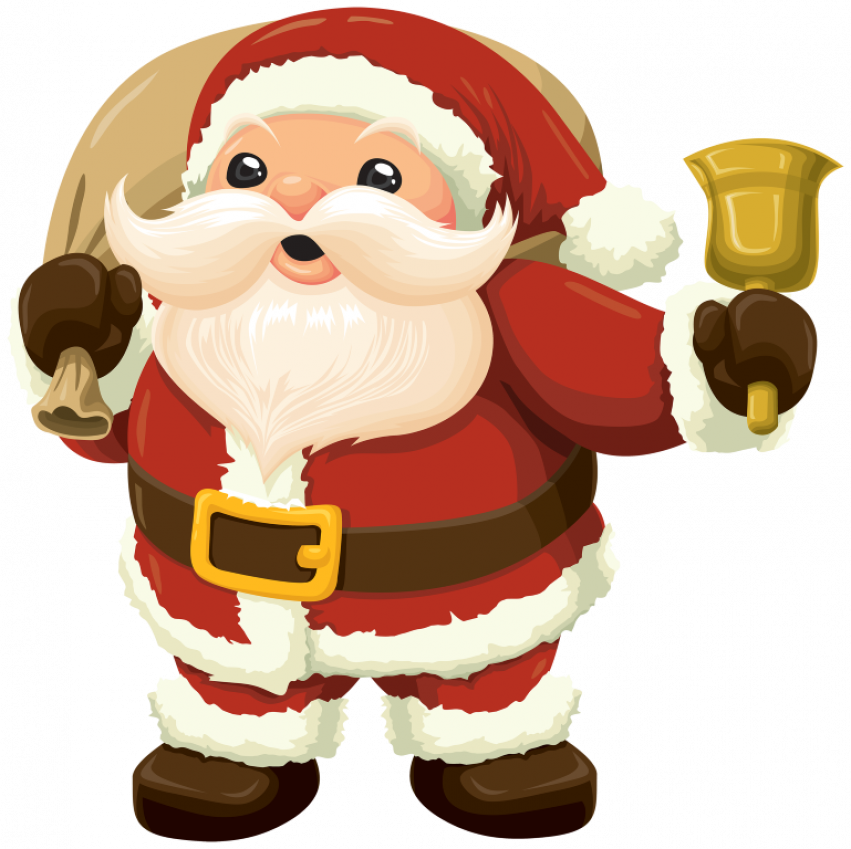 Jolly Santa Claus Bell Ringing PNG Image