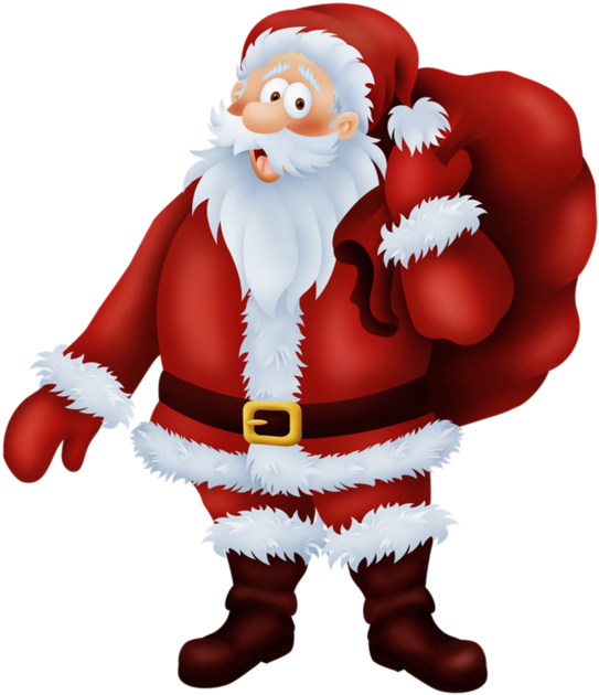 Jolly Santa Claus Carrying Gifts PNG Image