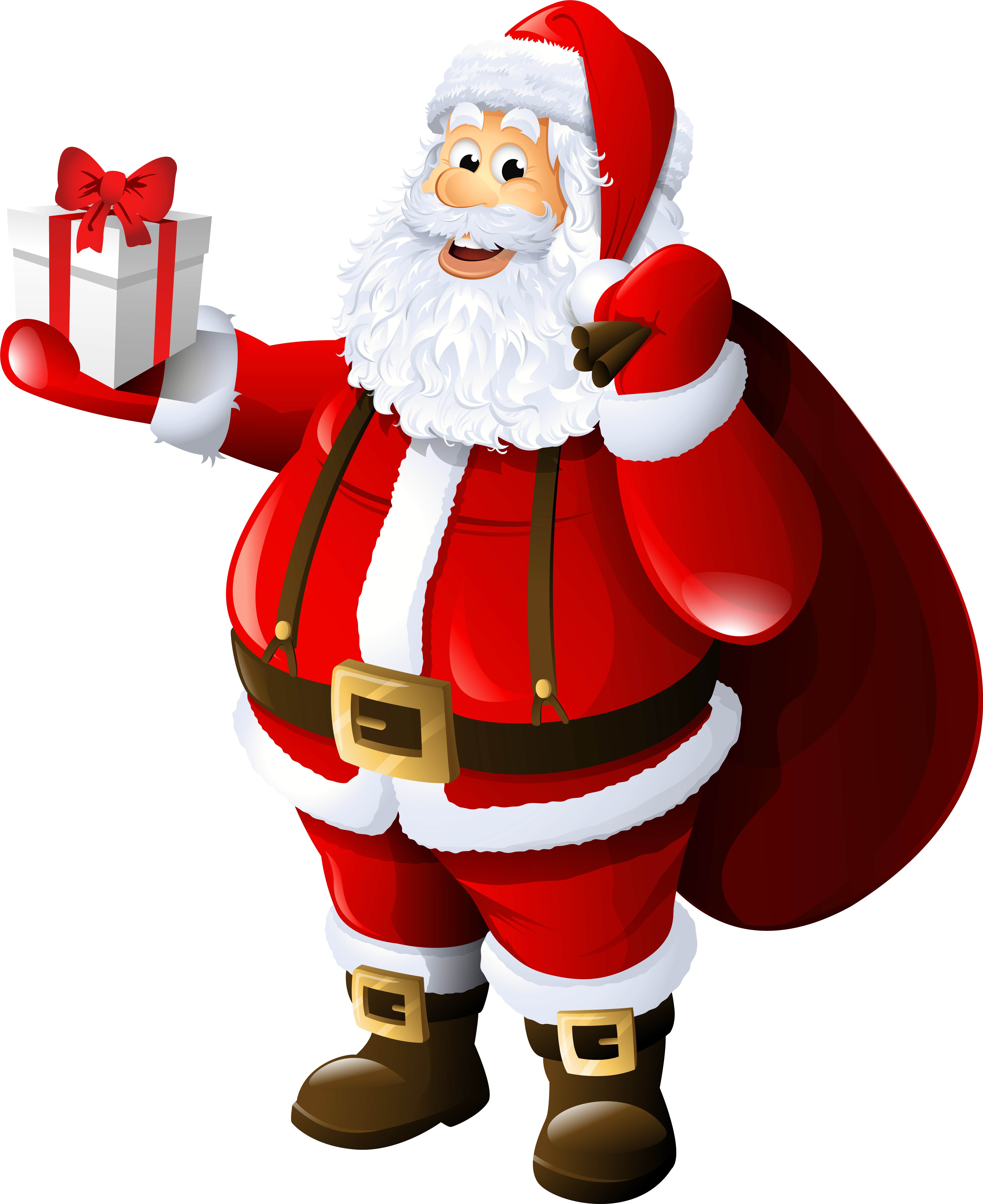 Jolly Santa Clauswith Gift PNG Image