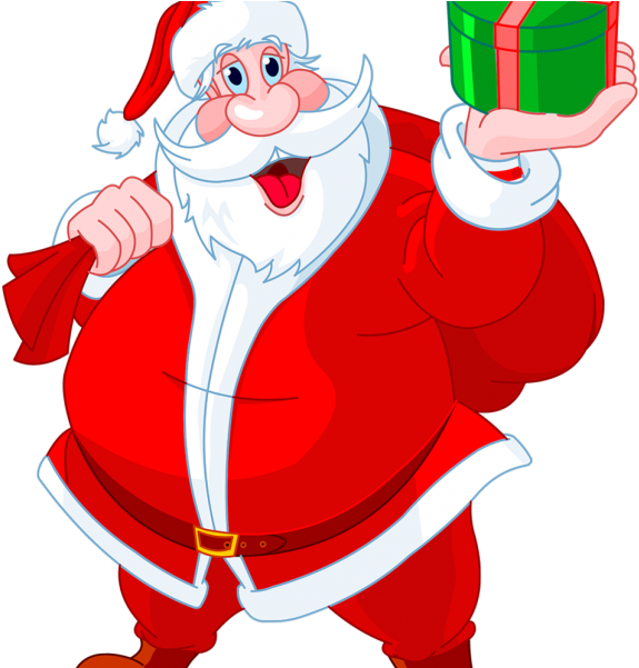 Jolly Santa Clauswith Gift PNG Image