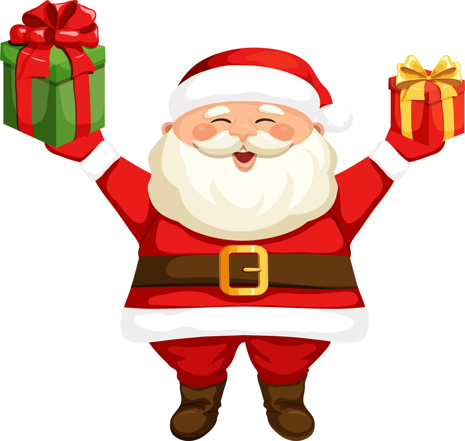 Jolly Santa Clauswith Gifts PNG Image