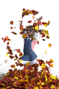 Joyful Autumn Leaves Play PNG Image