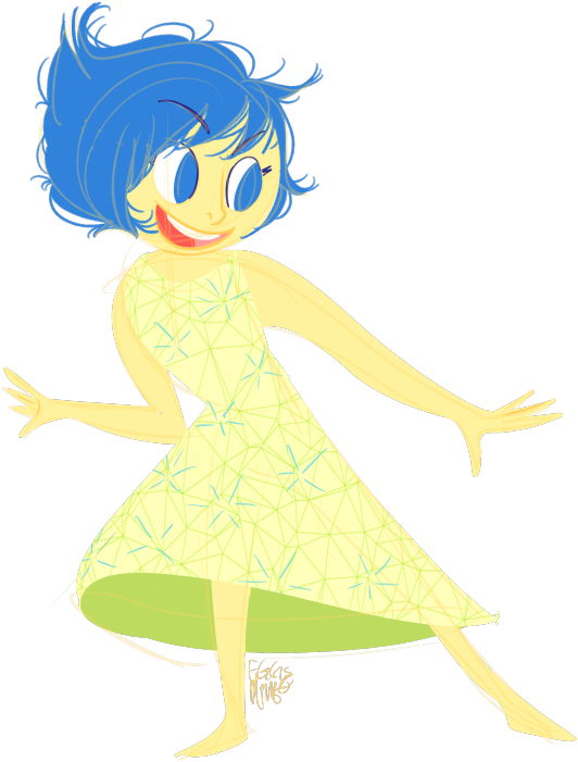 Joyful Blue Haired Character Dancing PNG Image