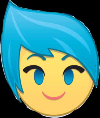 Joyful Blue Haired Emoji PNG Image