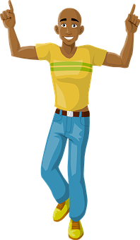 Joyful Cartoon Man Dancing PNG Image