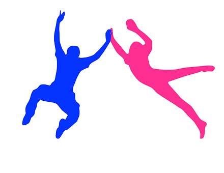 Joyful Couple Silhouette Jumping PNG Image