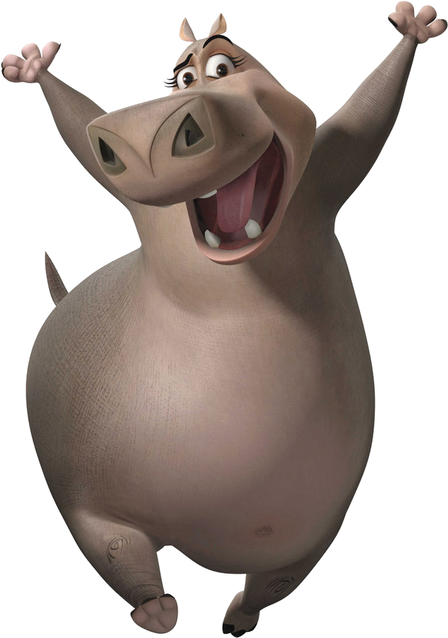 Joyful Hippo Character Madagascar PNG Image