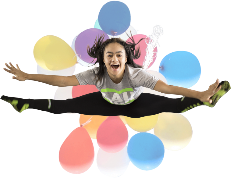 Joyful Jump Among Balloons PNG Image