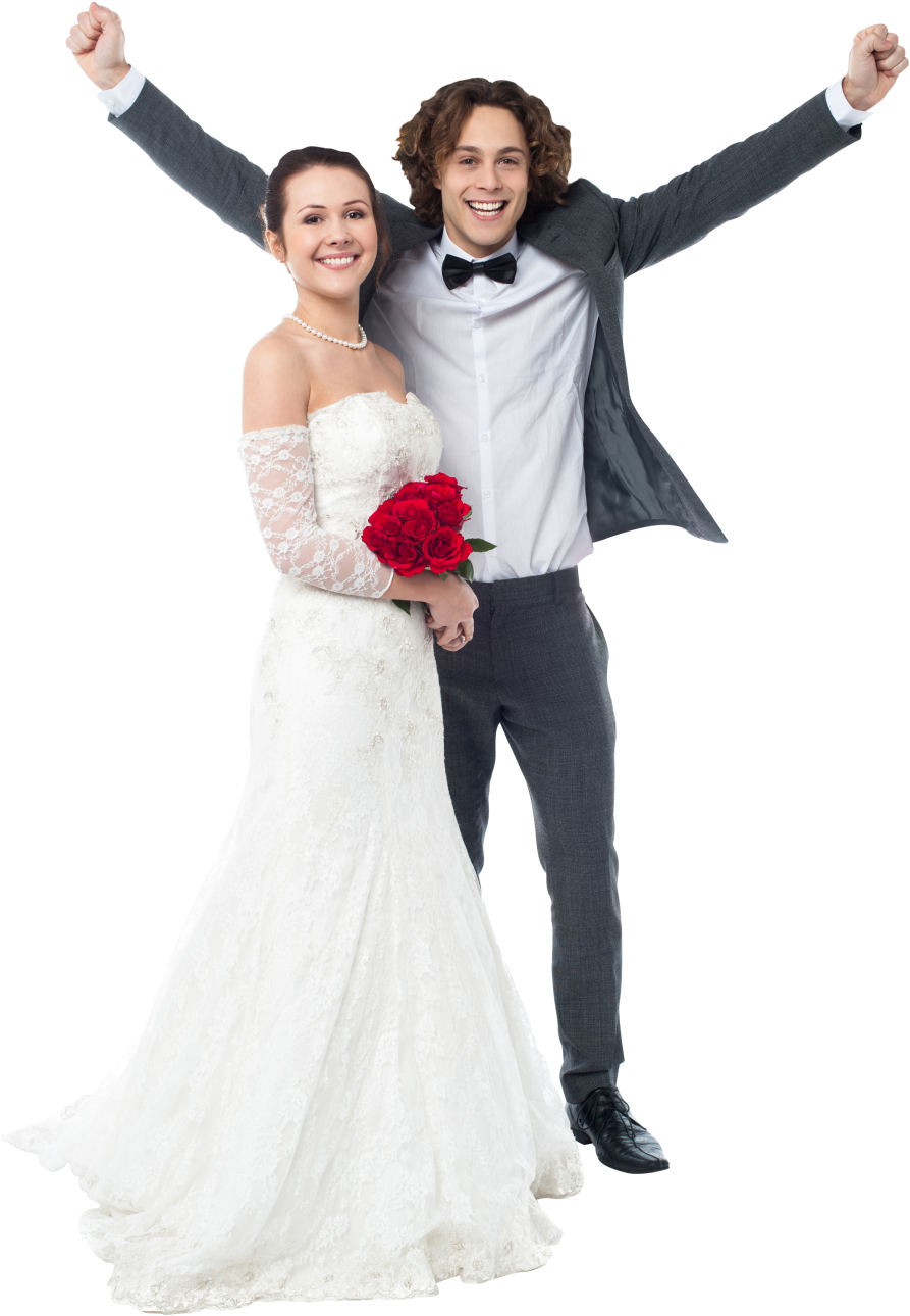 Joyful Wedding Couple Celebration PNG Image