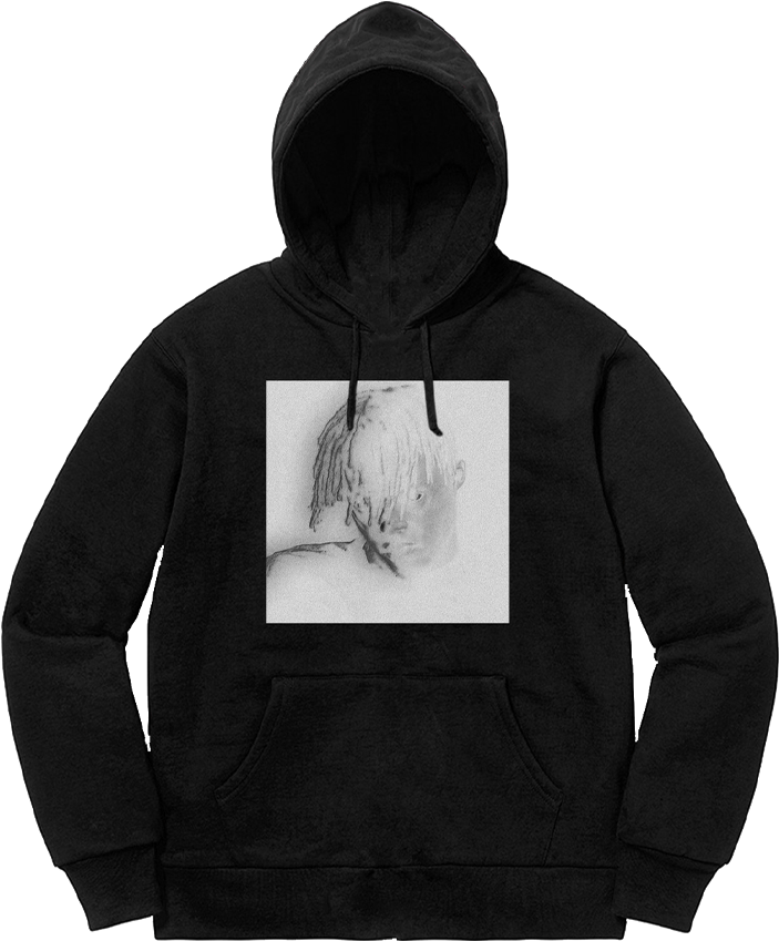 Juice Wrld Black Hoodiewith Graphic Print PNG Image