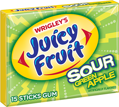 Juicy Fruit Sour Green Apple Gum Pack PNG Image