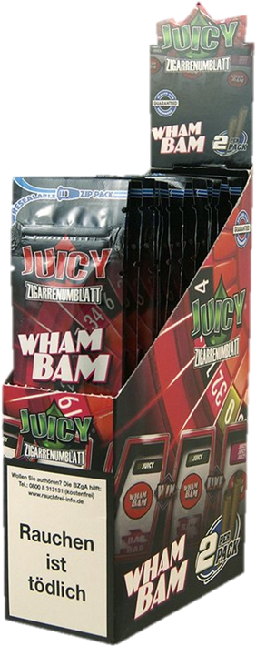 Juicy Wham Bam Cigarette Papers Display PNG Image