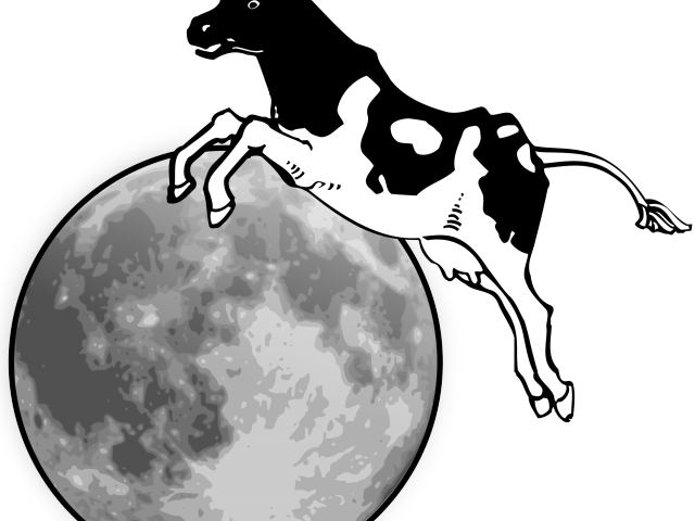 Jumping Cow Over Moon Illustration PNG Image