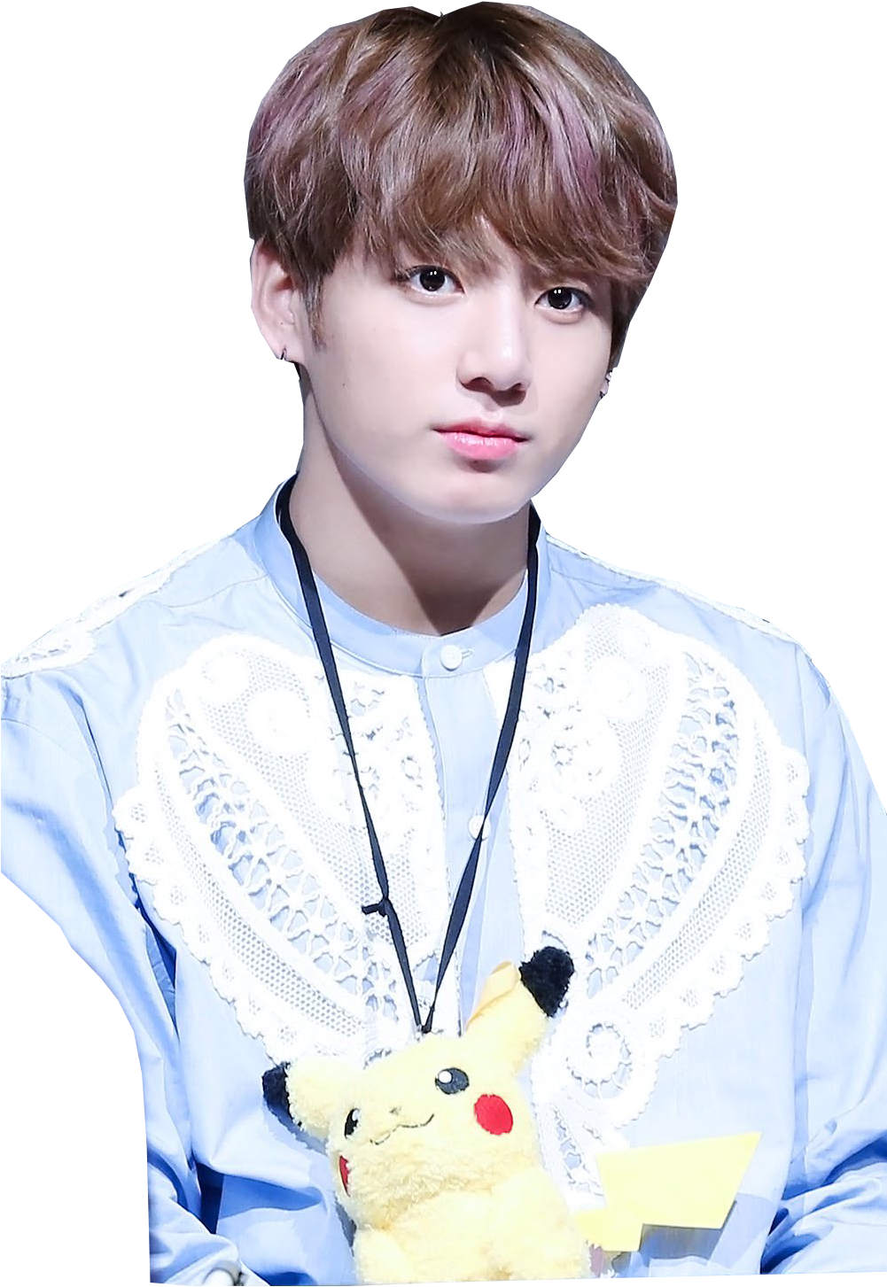 Jungkook With Pikachu Plush PNG Image