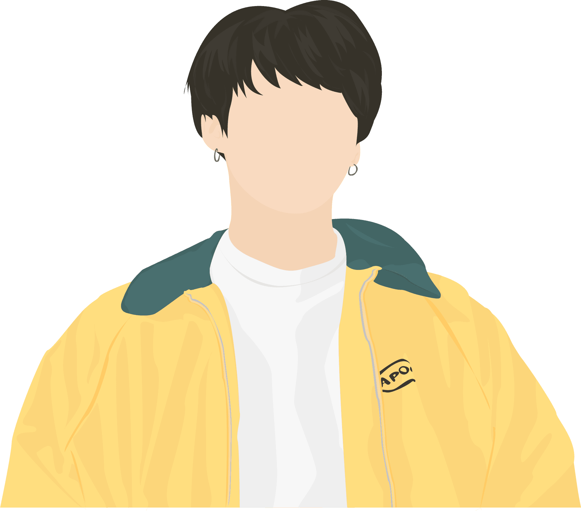 Jungkook Yellow Jacket Illustration PNG Image