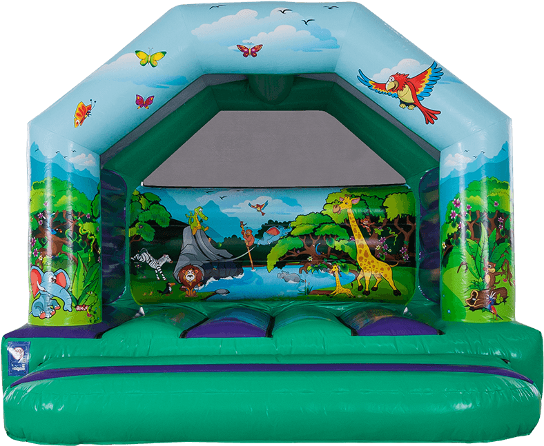 Jungle Themed Inflatable Bounce House PNG Image