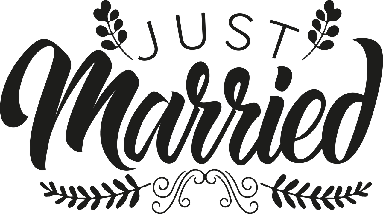 Just Married Calligraphy Design PNG Image