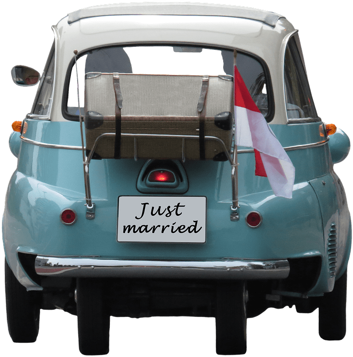 Just Married Vintage Car PNG Image