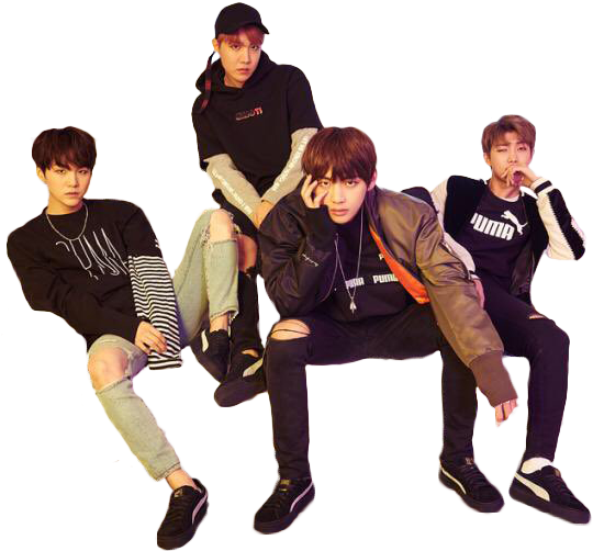 K Pop Group Casual Pose Cutout PNG Image