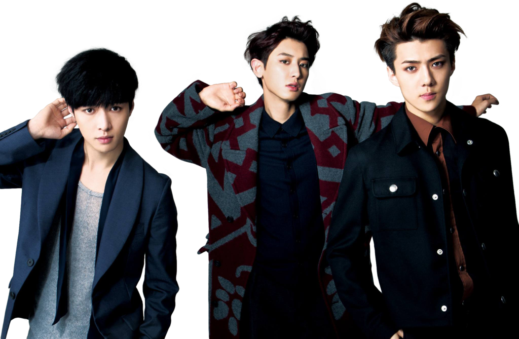 K Pop Trio Fashion Pose PNG Image