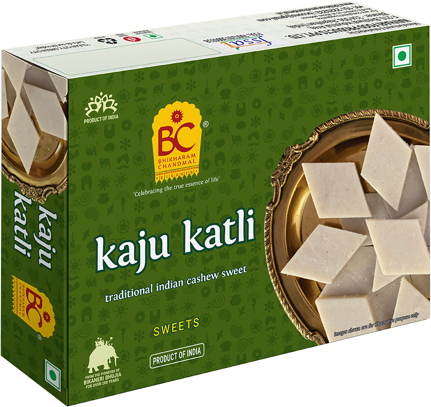 Kaju Katli Traditional Indian Sweet Packaging PNG Image