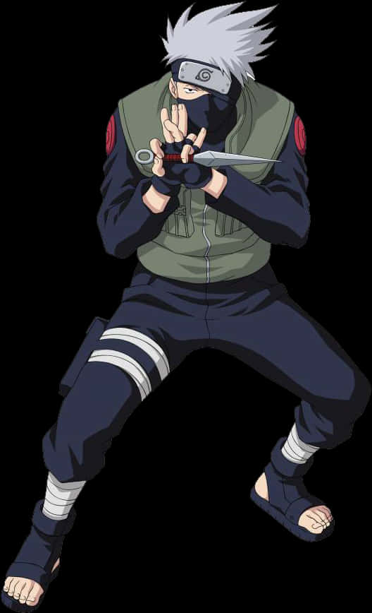 Kakashi Hatake Ninja Pose PNG Image