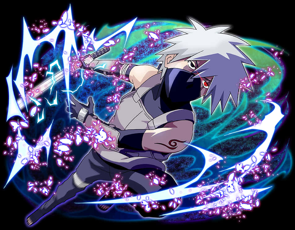 Kakashi Lightning Blade Anime Artwork PNG Image