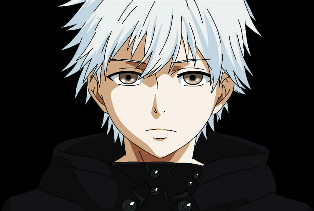 Kaneki Ken White Hair Portrait PNG Image