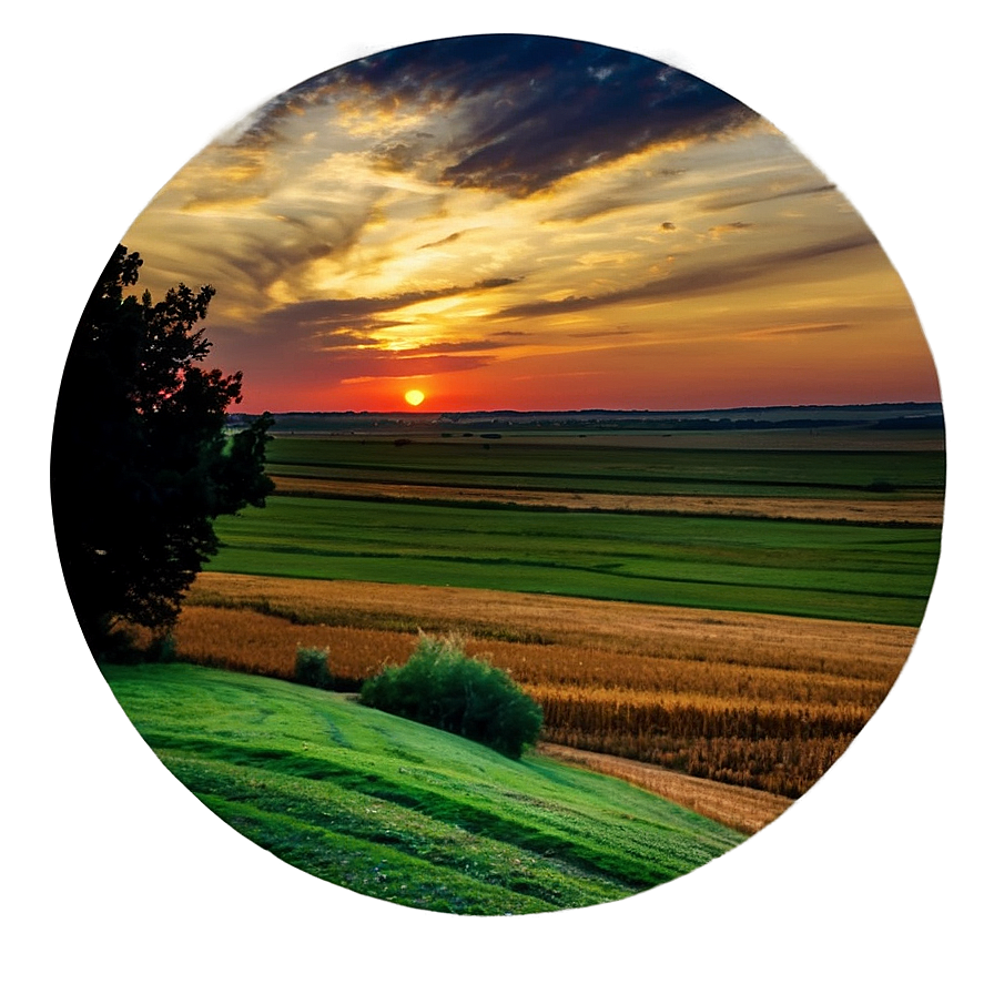 Kansas Sunset Over Farmland Png Dwo PNG Image