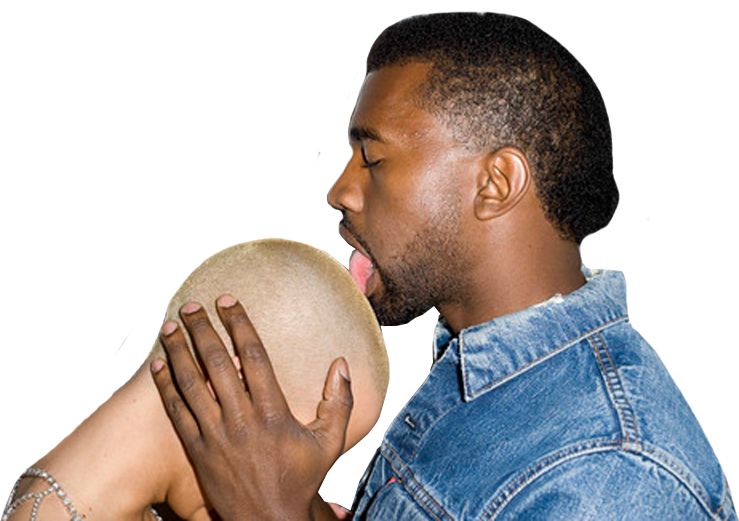 Kanye West Licking Bald Head PNG Image