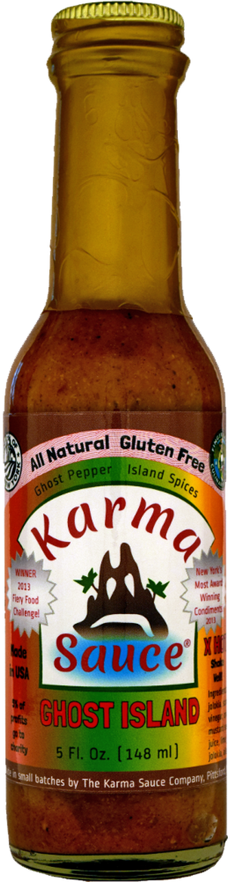 Karma Sauce Ghost Island Hot Sauce Bottle PNG Image