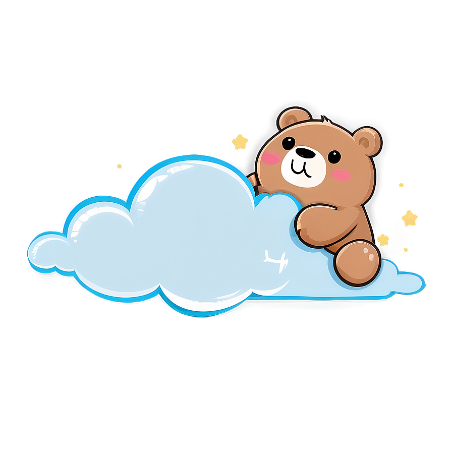 Kawaii Bear On Cloud Png 06292024 PNG Image