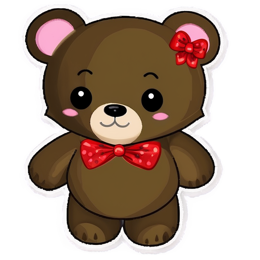 Kawaii Bear With Bow Png 3 PNG Image