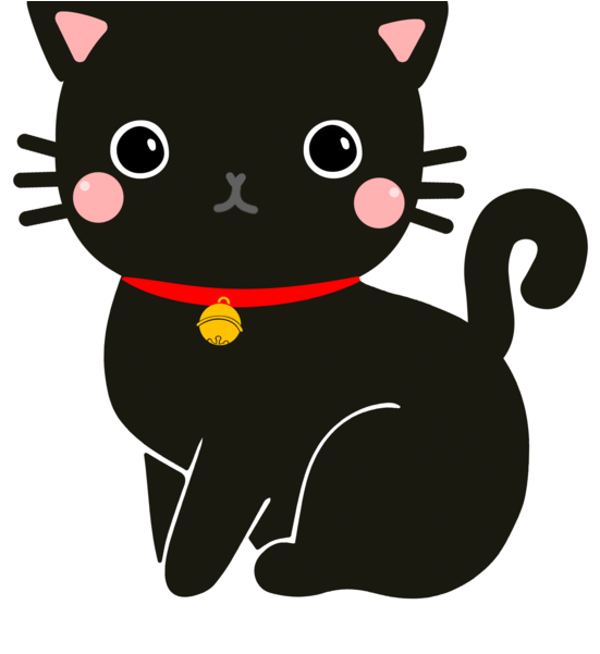 Kawaii Black Cat Cartoon PNG Image