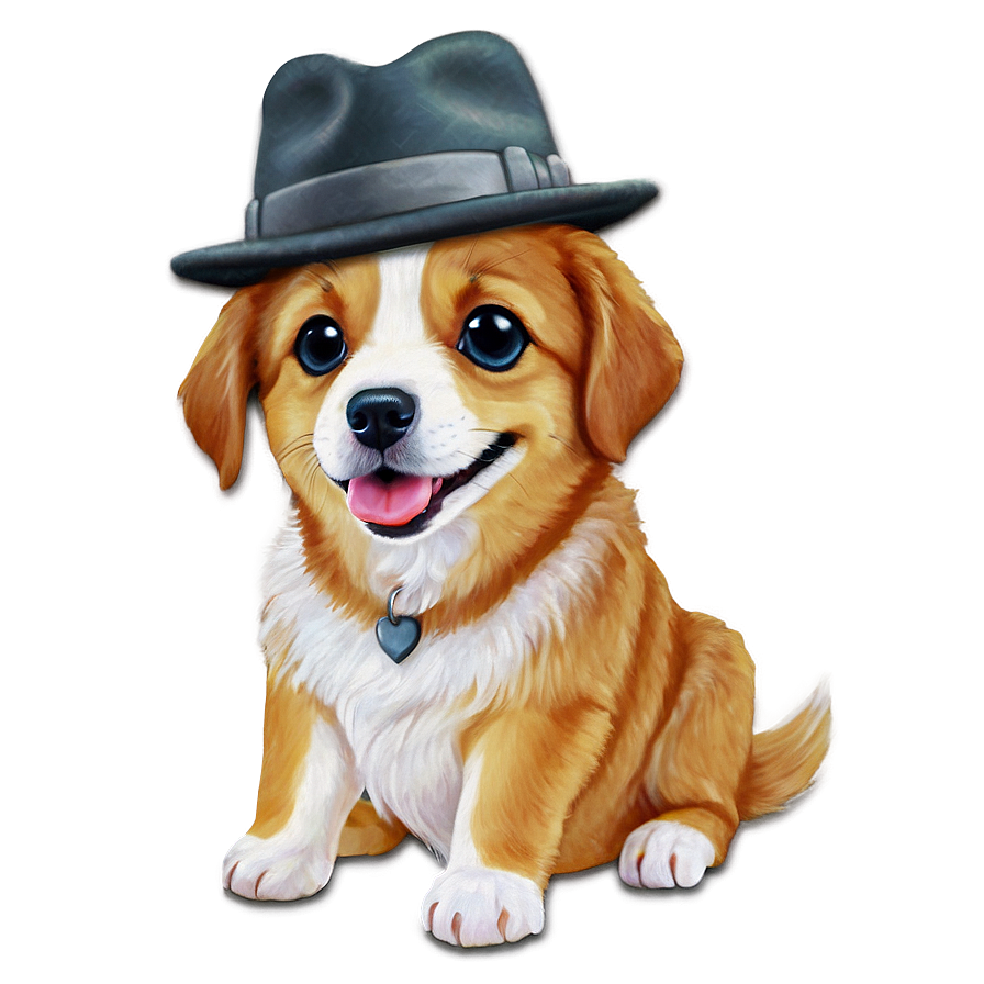 Kawaii Dog In A Hat Png Pia PNG Image