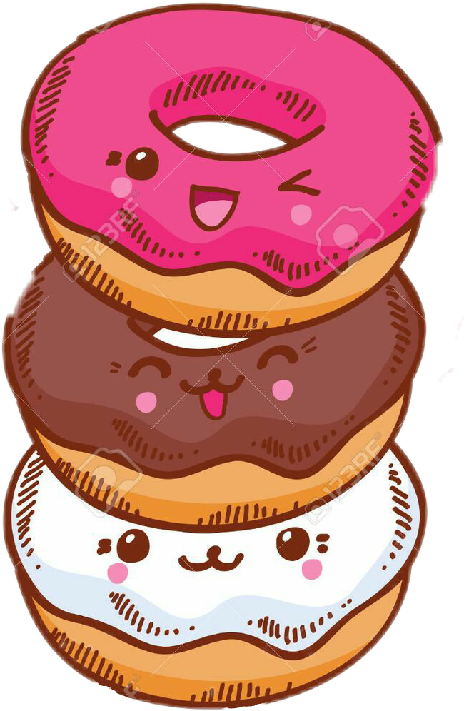 Kawaii Donut Stack Illustration PNG Image