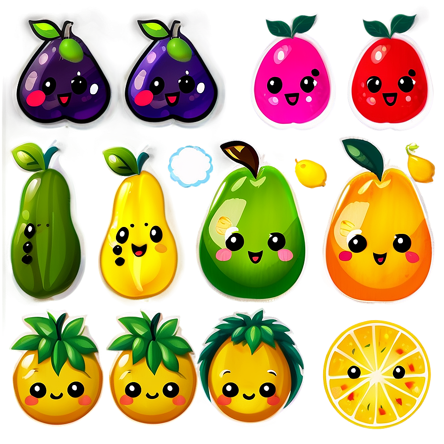 Kawaii Fruit Collection Png 05062024 PNG Image