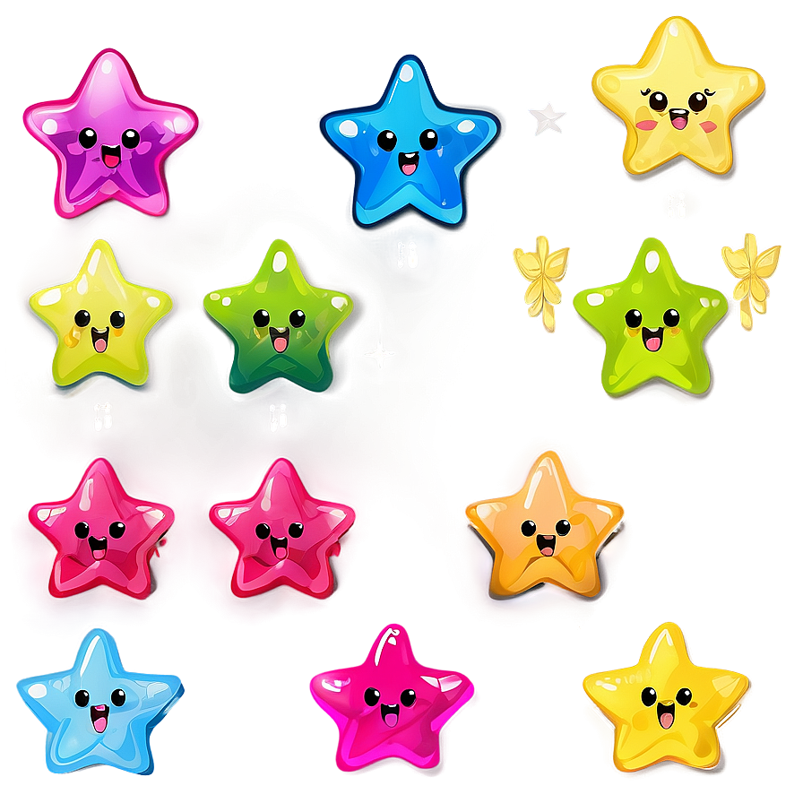 Kawaii Star Pattern Png 11 PNG Image