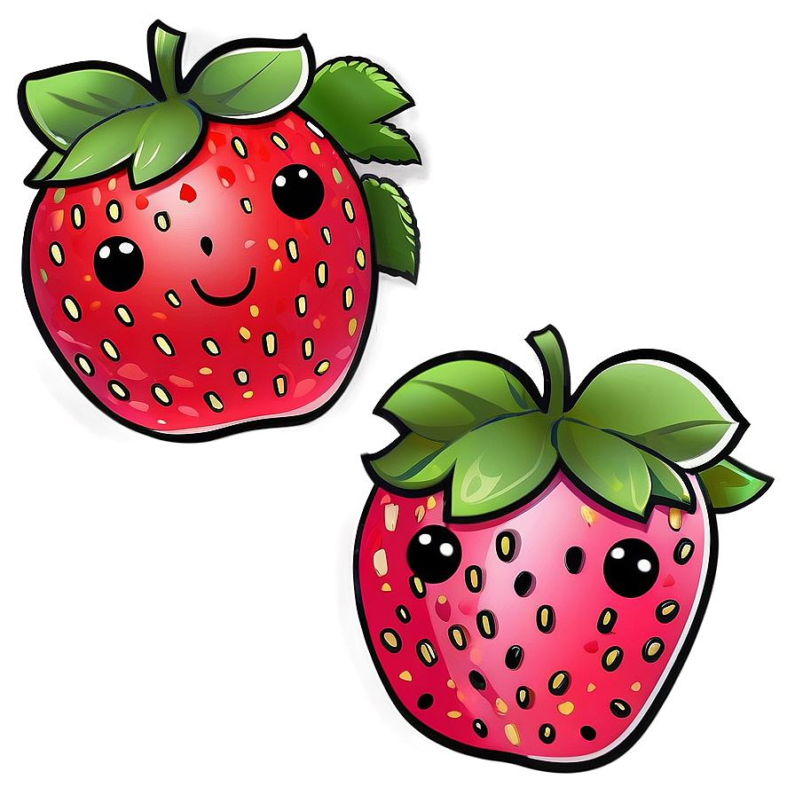 Kawaii Strawberry Art Png Ghy80 PNG Image